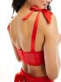 ASOS DESIGN Jacinda lace and satin corset with bows in red