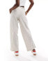 Фото #4 товара Vila linen touch pinstripe wide leg trousers in cream