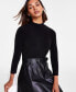 Women's Faux-Leather-Skirt A-Line Dress