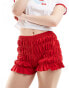 ASOS DESIGN shirred bloomer short in red