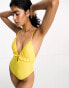 River Island plunge frill swimsuit in orange Оранжевый, 34 - фото #3