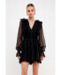 ფოტო #4 პროდუქტის Women's Chiffon Deep V Ruffled Dress