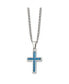 ფოტო #3 პროდუქტის Blue Carbon Fiber Inlay Cross Pendant Curb Chain Necklace