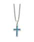 Фото #3 товара Chisel blue Carbon Fiber Inlay Cross Pendant Curb Chain Necklace