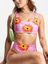 Фото #1 товара COLLUSION flower print reversible bikini crop top in multi