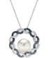 ფოტო #1 პროდუქტის Cultured Freshwater Pearl (9mm), Sapphire (3/8 ct. t.w.) & Zircon (3/8 ct. t.w.) Braided Circle 18" Pendant Necklace in Sterling Silver