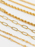 Фото #8 товара ASOS DESIGN pack of 4 fine chain bracelets in gold tone