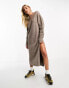 Фото #1 товара Weekday Ellen v neck midaxi knitted jumper dress in dark brown melange exclusive to ASOS