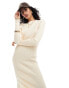 Фото #2 товара ASOS DESIGN knitted crew neck maxi dress in rib in cream