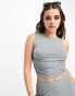 Pull&Bear ribbed racer vest co-ord in dusty blue