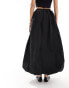 ASOS DESIGN Tall taffeta bubble hem maxi skirt in black