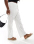 4th & Reckless Plus linen mix tie waist wide leg trousers in white