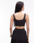 Topshop co-ord taffeta square neck crop top in black