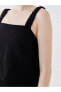 LCW Vision Kare Yaka Düz Askılı Crop Keten Görünümlü Kadın Bluz
