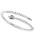 ფოტო #1 პროდუქტის EFFY® Diamond (1/4 ct. t.w.) & Tsavorite (1/20 ct. t.w.) Snake Bypass Bangle Bracelet in Sterling Silver