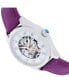 ფოტო #3 პროდუქტის Women Magnolia Leather Watch - Purple/Silver, 37mm