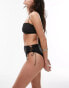 Topshop skinny strap high waist bikini bottoms in black