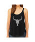 Women's Premium Word Art Flowy Tank Top- Texas Skull Черный, Large - фото #1