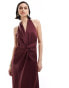 Фото #6 товара Pretty Lavish knot front satin maxi dress in merlot