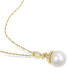 ფოტო #3 პროდუქტის South Sea Cultured Pearl (10-10.5mm) and Diamond (1/10 ct. t.w.) Vintage 17" Necklace in 14k Yellow Gold