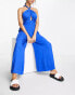 Фото #1 товара Esmee Exclusive beach jumpsuit with cross over halter detail in cobalt blue