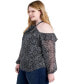 Фото #3 товара Plus Size Cold-Shoulder Rosette Top, Created for Macy's