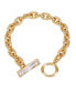 ფოტო #1 პროდუქტის Gold-Tone Glass Stone Toggle Chain Bracelet