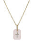 Rose Quartz (1-1/5 ct. t.w.) & Lab Grown White Sapphire (1/20 ct. t.w.) Cross Dog Tag Pendant Necklace in 14k Gold-Plated Sterling Silver, 16" + 2" extender