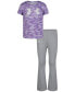 ფოტო #1 პროდუქტის Toddler and Little Girl 2-Pc. Short-Sleeve Glitter Logo Print Tee & Yoga Pants Set