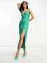 Фото #2 товара ASOS DESIGN cami embellished sequin seamed maxi dress in dark mint