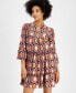 ფოტო #3 პროდუქტის Women's Printed Split-Neck Tiered Dress