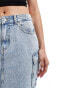 JJXX mini denim cargo skirt in light wash