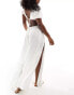 ASOS DESIGN puff sleeve cut out maxi beach dress with ring detail in white