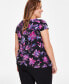 Plus Size Floral-Print Cowlneck Short-Sleeve Blouse