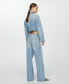 Фото #2 товара Women's Frayed Ends Detail Wideleg Jeans
