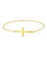 Фото #1 товара Yellow Gold Plated Sterling Silver Sideways Cross Bangle Bracelet - Delicate Simple Religious Inspirational Christian Faith For Women 's