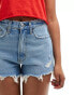 Abercrombie & Fitch Curve Love mom fit denim short in mid blue