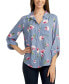 Фото #1 товара Juniors' Floral Button-Front Roll-Sleeve Blouse
