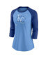 Фото #2 товара Women's Royal, Light Blue Kansas City Royals Next Up Tri-Blend Raglan 3/4-Sleeve T-shirt