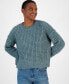 Фото #1 товара Women's Textured Waffle Knit Crewneck Sweater, Created for Macy's