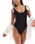 Фото #1 товара Brave Soul rose trim scoop neck swimsuit in black