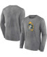 Фото #1 товара Men's Heather Charcoal Green Distressed Bay Packers Washed Primary Long Sleeve T-shirt