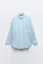 Metallic thread striped oversize shirt