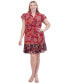 Plus Size Printed Chiffon Smocked-Waist Dress