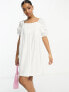 Фото #1 товара ASOS DESIGN broderie mini smock dress with curve seam in white