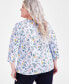 Plus Size Printed Pima Cotton 3/4-Sleeve Top, Created for Macy's