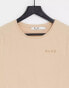 NA-KD cotton logo print oversized t-shirt in beige - BEIGE