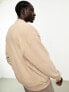 Фото #8 товара ASOS DESIGN oversized half zip baseball sweatshirt in beige pique