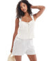 New Look linen look button down corset top in stone