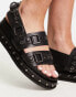 Фото #4 товара ASOS DESIGN – Focused – Flache Ledersandalen in Schwarz mit Nietenverzierung